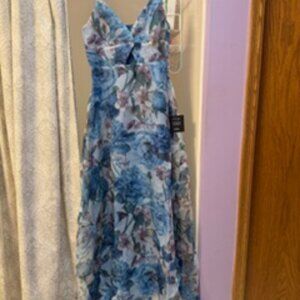 Lulus Ivory, blue, purple foral dress, size small